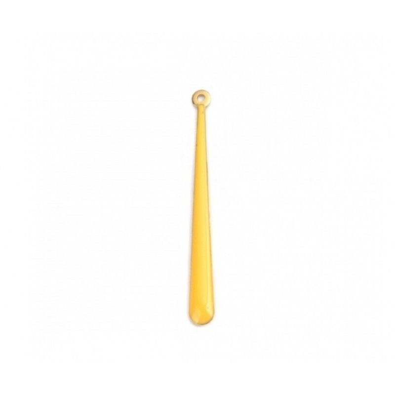 Enamel pendant -yellow -38x4mm - 1 piece
