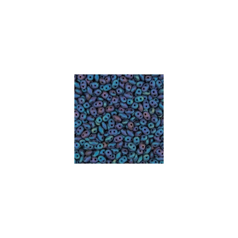 Superduo 5x2,5mm - jet blue iris matte- 10 Grammi