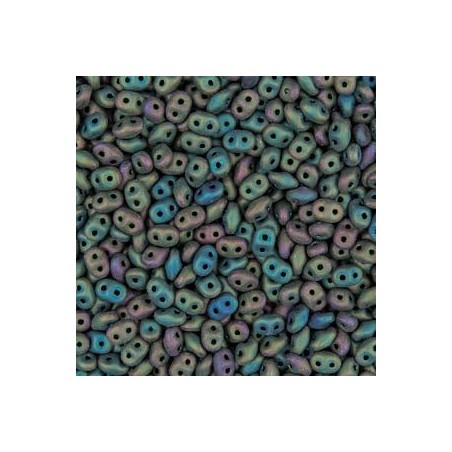 Superduo 5x2,5mm - jet green iris matte- 10 Grams