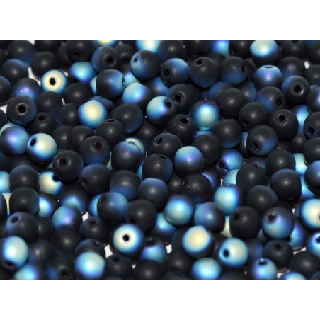 Perle 4 Mm Vetro Di Boemia jet ab matted- 100 Pezzi