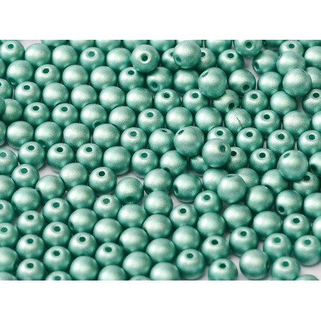 Perle 4 mm Vetro Di Boemia Alabaster metallic emerald- 50 Pezzi