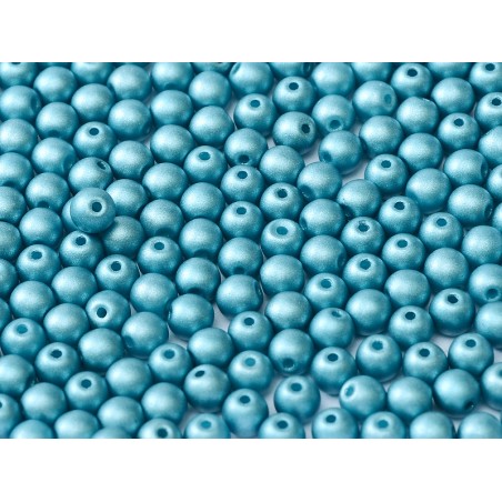 Perle 4 mm Vetro Di Boemia Alabaster metallic aqua -  50 Pezzi