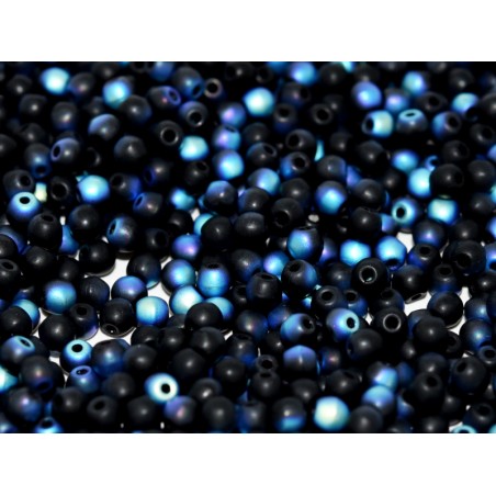 Perle 3 Mm In Vetro Di Boemia - jet ab matted - 50 Pezzi