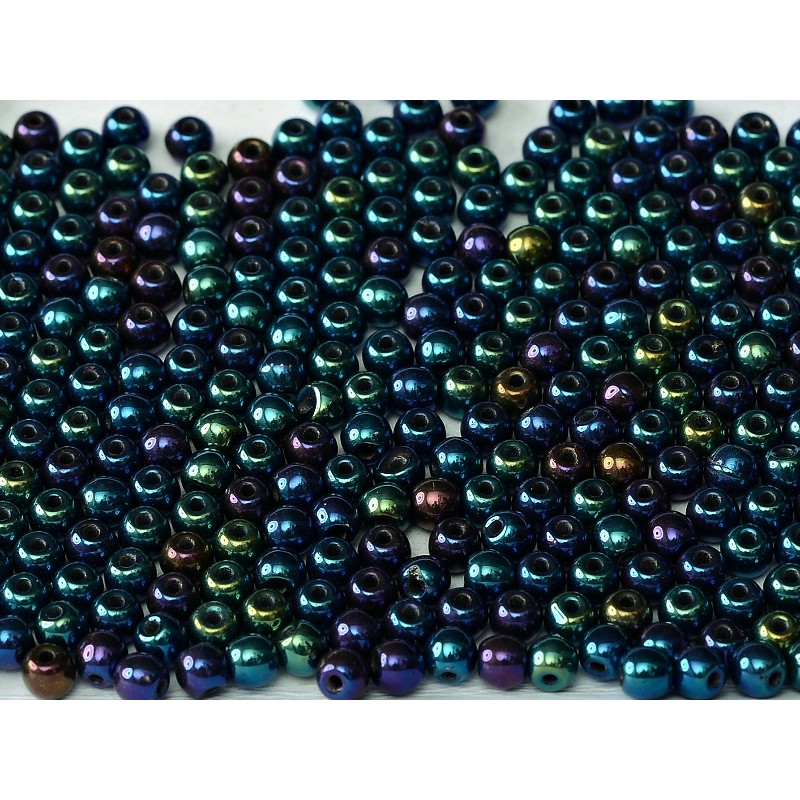 Perle 3 Mm In Vetro Di Boemia - jet blue iris -...