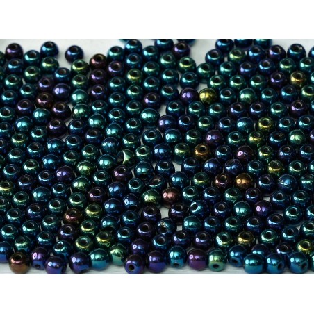 Perle 3 Mm In Vetro Di Boemia - jet blue iris - 50 Pezzi