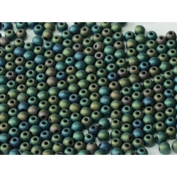 Perle 3 Mm In Vetro Di Boemia - jet matted green iris -...