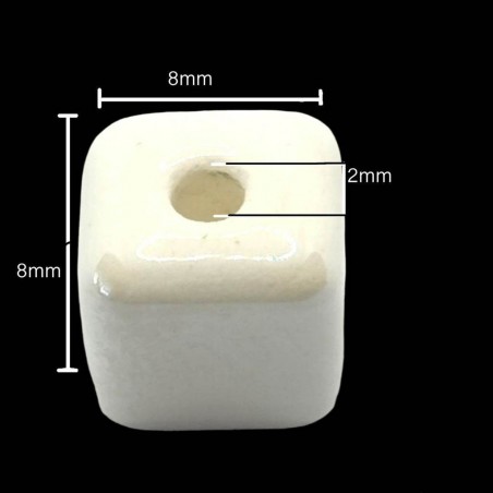 cubi in ceramica 8 mm - 10 pezzi -bianco