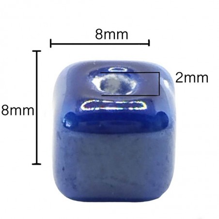cubi in ceramica 8 mm - 10 pezzi -blu