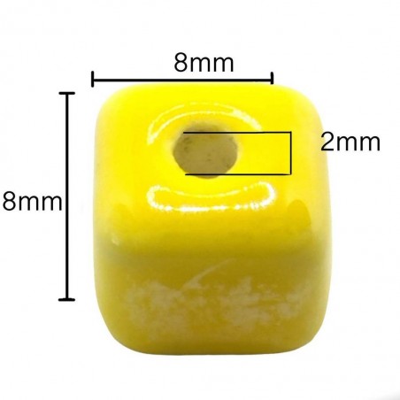 cubi in ceramica 8 mm - 10 pezzi -giallo