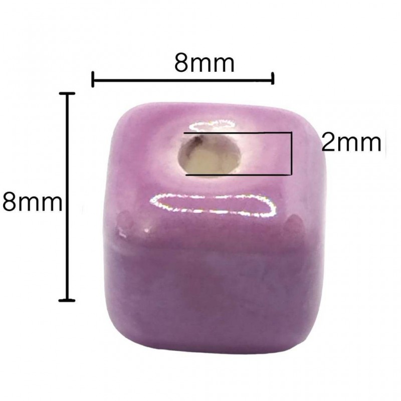 cubi in ceramica 8 mm - 10 pezzi - lilla