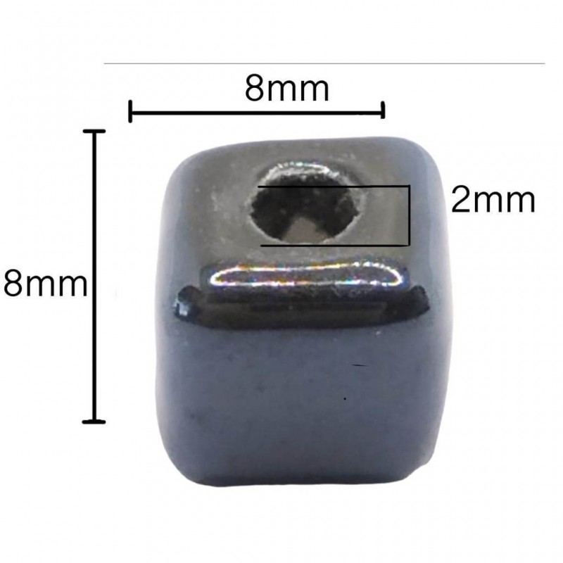 cubi in ceramica 8 mm - 10 pezzi - nero