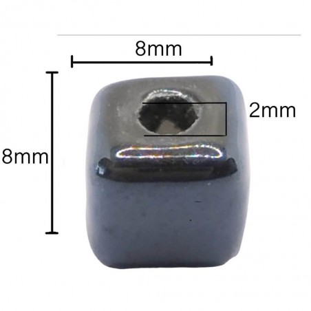 cubi in ceramica 8 mm - 10 pezzi - nero