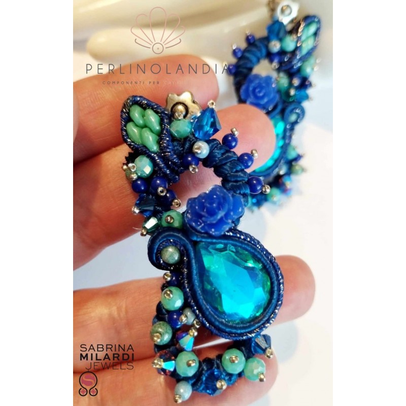 Oreccchini blu soutache - gioiello finito- di...