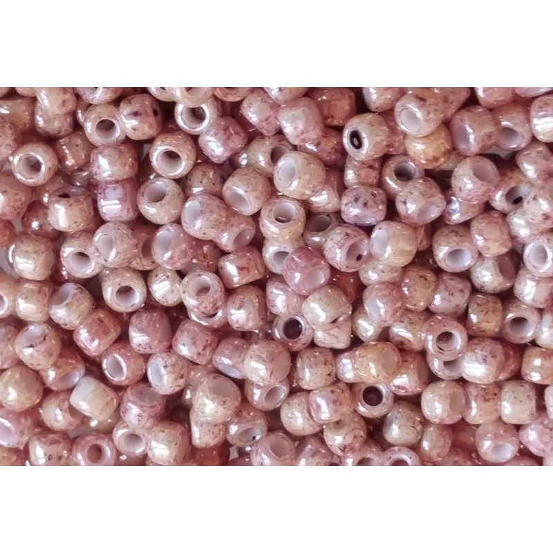 Toho rocaille 8/0 - Marbled opaque beige/pink-...
