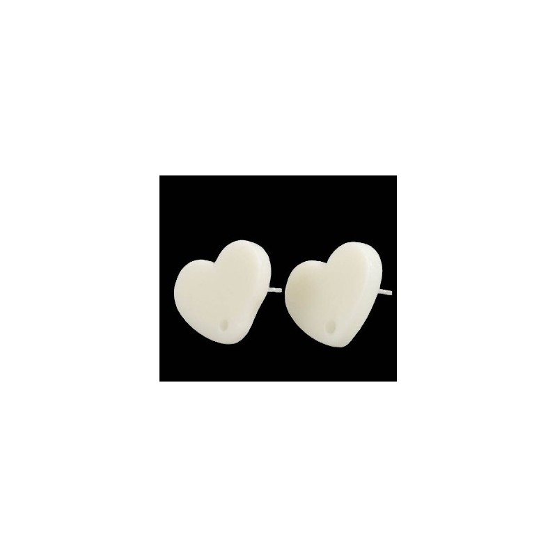 orecchino a perno cuore - 17x13mm - panna - 1...
