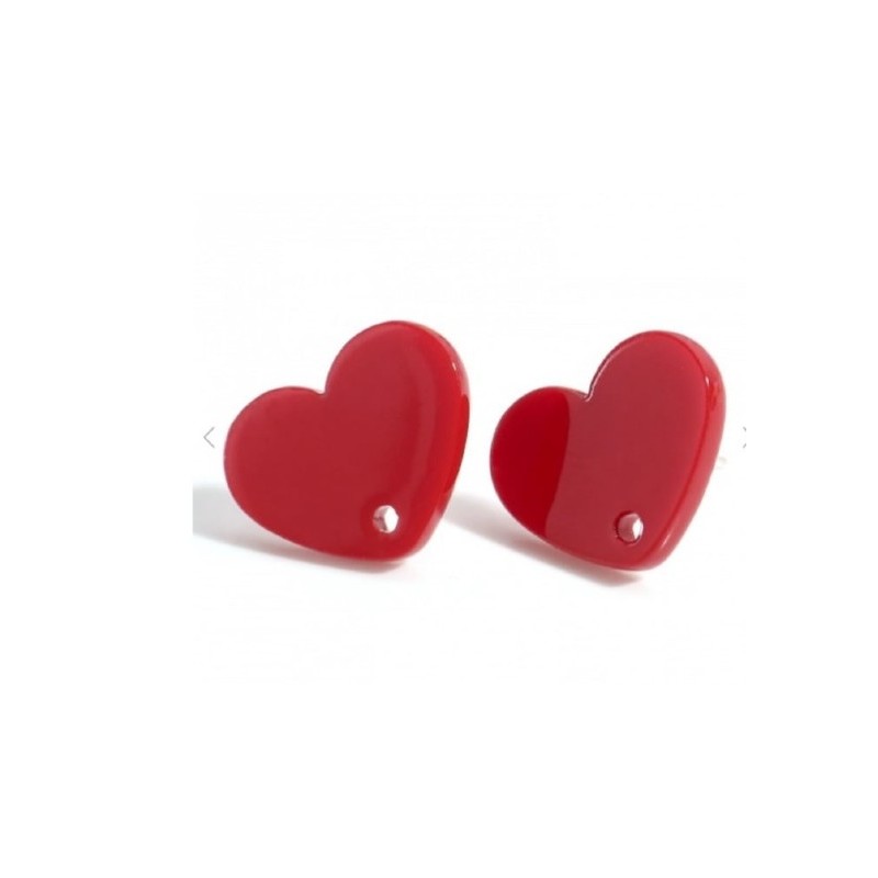 Orecchino A Perno Cuore - 17x13mm - rossoa - 1...