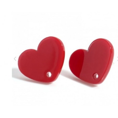 Orecchino A Perno Cuore - 17x13mm - rossoa - 1 Coppia