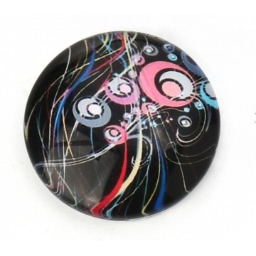 Cabochon Vetro  - nero multicolor- 20mm – 1 Pezzo