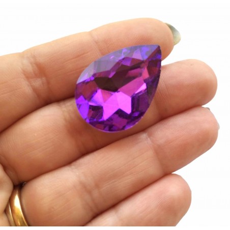 Gocce In Vetro 30x20mm - violet - 2 Pezzi