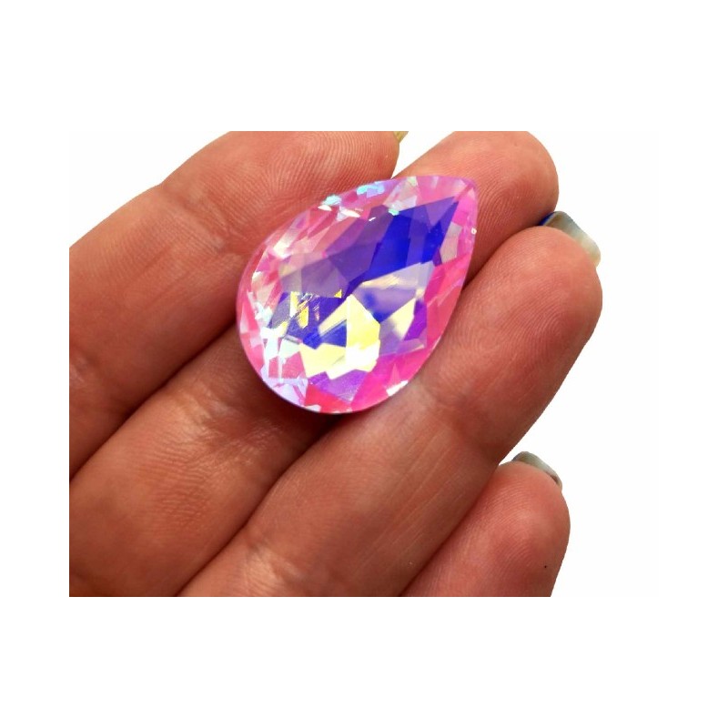 Gocce In Vetro 30x20mm - Pink Mocha-  2 Pezzi