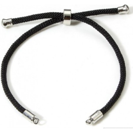 base bracciale regolabile con chiusura scivolo con gancetti laterali per applicazioni - 21.5cm Lunghezza - 1 pezzo- nero