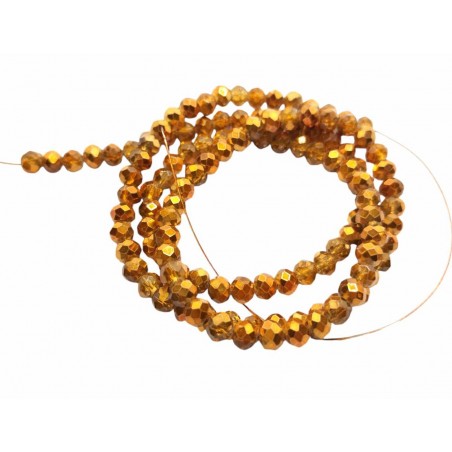 rondelle sfaccettate - 4x3mm – metallic pumpkin ab - 1 filo