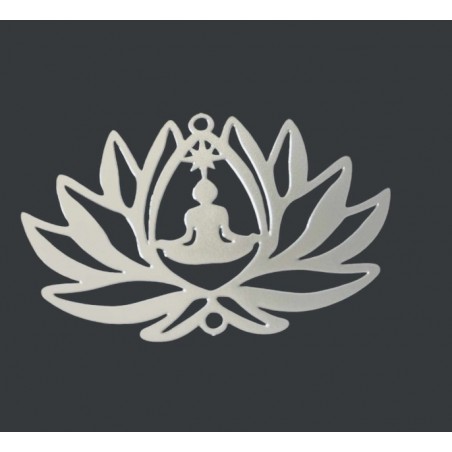 connettore fiore di loto  - 3.8cm x 2.6cm - 2 pezzi - argentato