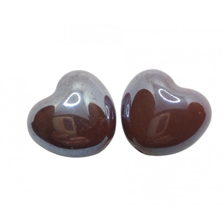 Cuori In Ceramica 15x18mm -marrone- 2 Pezzi