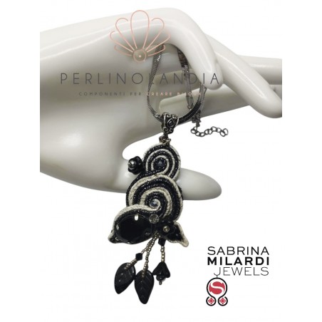 ciondolo soutache - argento-nero - gioiello finito