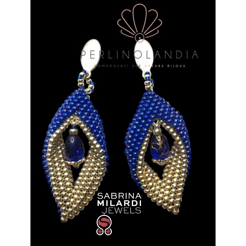 orecchini blu - argento - gioiello finito