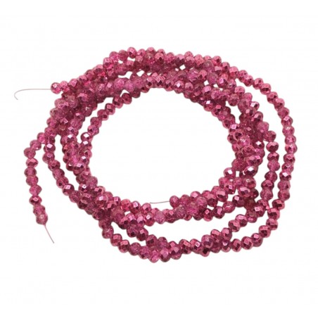 Rondelle Sfaccettate - 2x1mm - metallic strawberry ab- 1 Filo