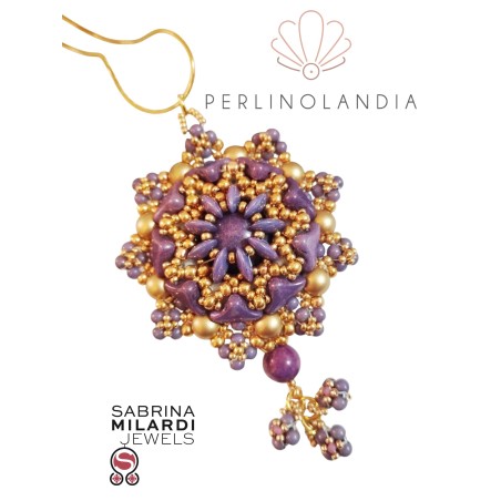 KIT + PDF pendente "Helios" - progetto di Sabrina Milardi - viola/oro
