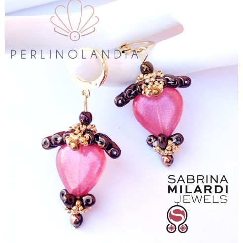 kit + PDF Orecchini cuore Candy - raspberry