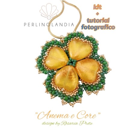 Kit + pdf pendente "Anema e core" progetto di Rosaria Prete - verde