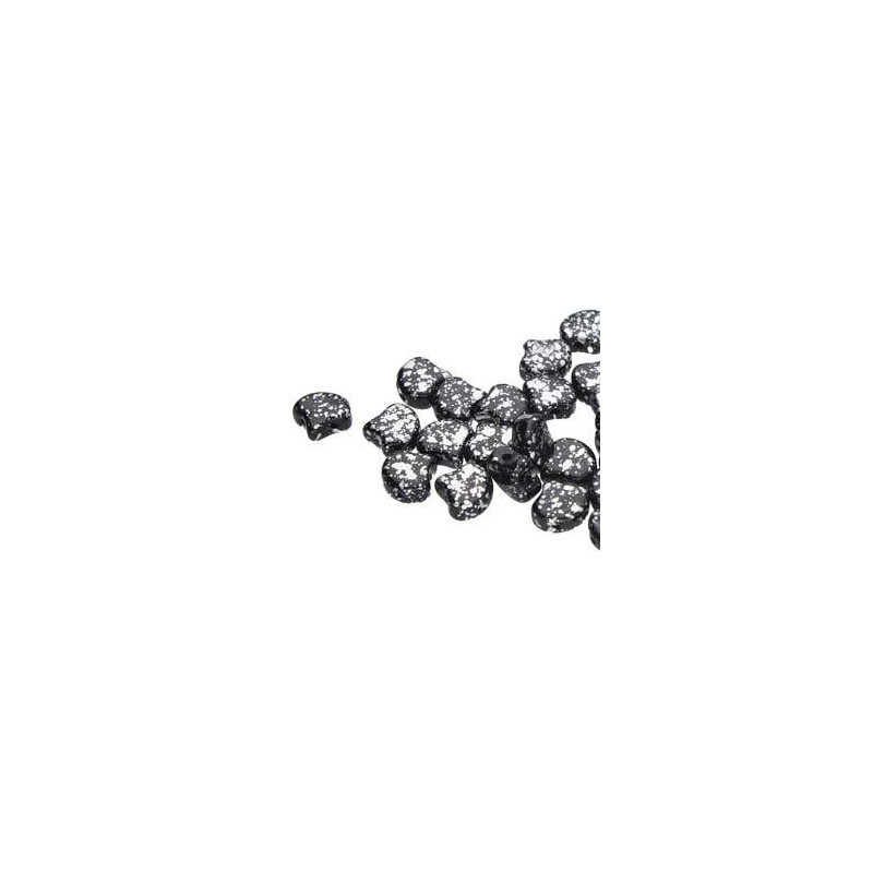 Ginko Bead 7x7,5mm - jet silver splash- 10 GRAMMI