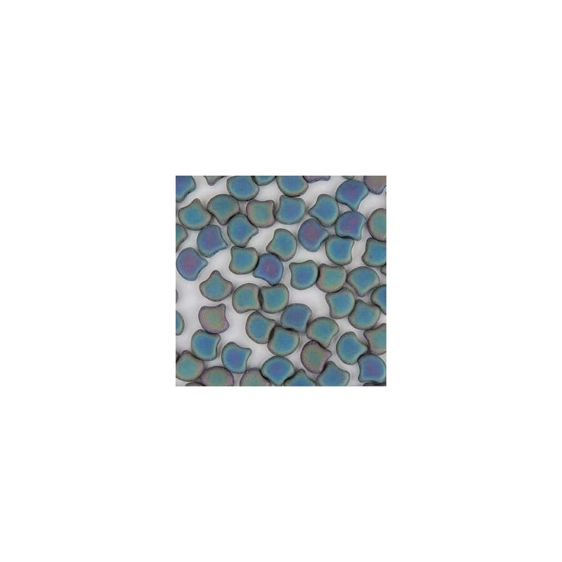 Ginko Bead 7x7,5mm - jet green iris mat- 10 Grammi