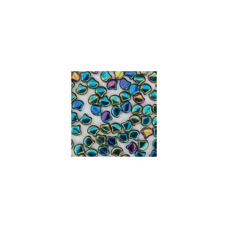 Ginko Bead 7x7,5mm - jet green iris - 10 Grammi