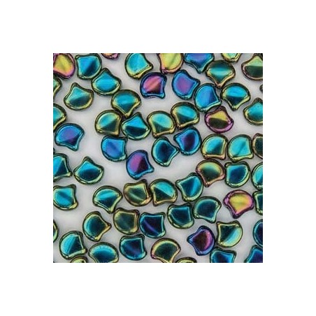 Ginko Bead 7x7,5mm - jet green iris - 10 Grammi