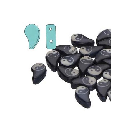 Paisley duo 8x5mm- blk/wht lsr ying yang - 10 grams
