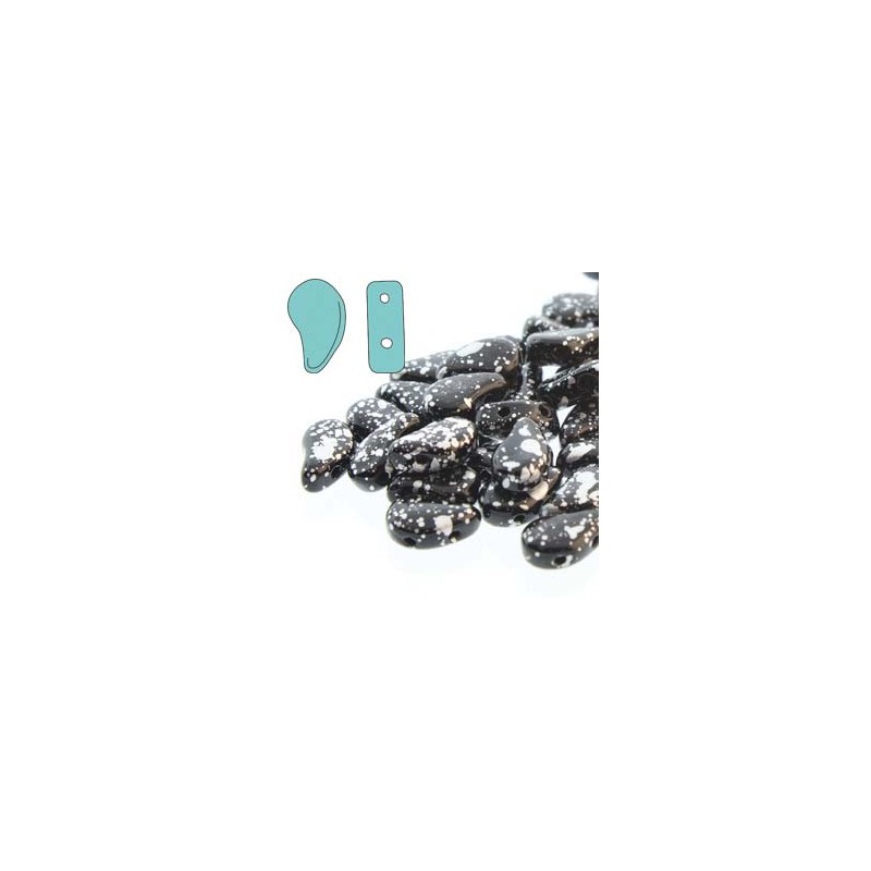 Paisley duo 8x5mm- jet silver splash - 10 grammi