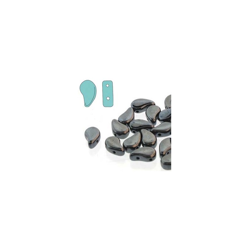 Paisley duo 8x5mm- jet hematite - 10 grams