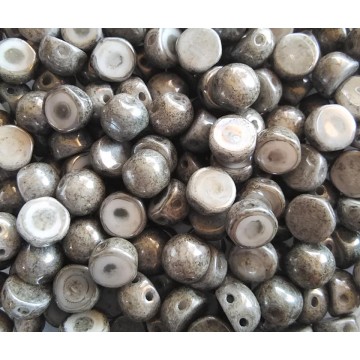 Hole Cabochon Double Hole - 6 Mm - chalk white grey...